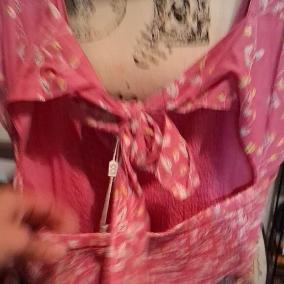 NWT CAROLINE CONSTAS Smocked Floral Pink/multicolor Boho Print Dress S - Picture 15 of 16